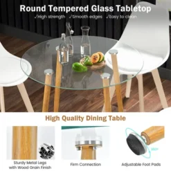 Costway Dining Table Set For 4 Modern Kitchen Table Set With Round GlassTempeTable&4 Chairs 15 Costway Dining Table Set For 4 Modern Kitchen Table Set With Round GlassTempeTable&4 Chairs -Costway GUEST 50064676 b62b 477a bfb3 95750e1ccb55