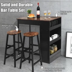Costway 3 Pieces Bar Table Set Industrial Counter With Storage Black -Costway GUEST 502aafc0 4511 4792 b6d7 2d3e2bce899c
