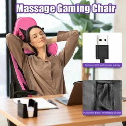 Costway Gaming Chair Massage Reclining Racing Office Computer Chair With Footrest Pink 15 Costway Gaming Chair Massage Reclining Racing Office Computer Chair With Footrest Pink -Costway GUEST 5064cbc4 2275 41a5 99cb 54f38fa1449f