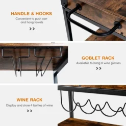 Costway 3-Tier Rolling Kitchen Cart Serving Trolley Wine Rack Removable Tray -Costway GUEST 506685c3 1cfa 4b03 88df ade8206d3fc6