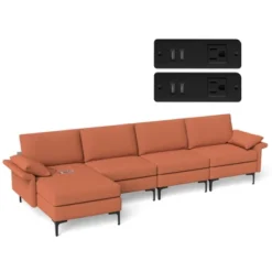 Costway L-shaped Modern Modular Sectional Sofa W/ Reversible Chaise & 4 USB Ports -Costway GUEST 506d1347 2542 4bab bd58 0c4586fb3d0f