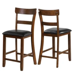 Costway Set Of 2 Barstools Counter Height Chairs W/Leather Seat & Rubber Wood Legs -Costway GUEST 506d3f10 79db 474f 8bf5 d4d0efe0f210