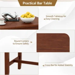 Costway Counter Height Pub Table Bar Table W/ Rubber Wood Legs & Storage Shelves -Costway GUEST 509a7101 5829 47d4 9593 af2dc2423d33