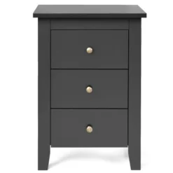 Costway Set Of 2 Nightstand End Beside Sofa Table W/ 3 Drawers Bedroom Furniture Black -Costway GUEST 509aab2c 2880 4044 9030 aaa1e58c420a