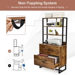 Costway 2 Drawer Vertical File Cabinet W/Lock & Bookshelf, Letter Size Filing Cabinet -Costway GUEST 509acfaa 69ef 4a30 9d0e e31da2e95f65