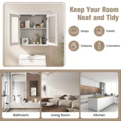 Costway 2-Door Bathroom Wall Mount Medicine Cabinet With Tempered Glass & Adjustable Shelf -Costway GUEST 50a44871 a808 4d69 8a71 4cc91619f656