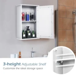 Costway Bathroom Wall Medicine Cabinet Single Mirror Door Cupboard Storage Wood Shelf White -Costway GUEST 50a598f9 84be 4f02 9036 4b114ed6ecb2