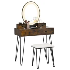Costway Industrial Vanity Makeup Dressing Table Padded Stool Set 3-Color Lighted Mirror -Costway GUEST 50b52626 e271 43c8 bf8f 3b686e4b94fb