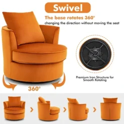 Costway Modern 360° Swivel Barrel Chair Accent Round Club Chair No Assembly Lint -Costway GUEST 50e6fe83 c048 4060 bad7 7333b0e41d29