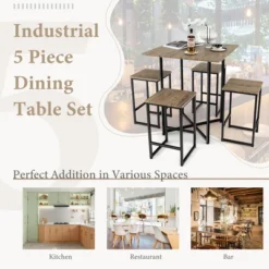 Costway 5-Piece Dining Table Set Kitchen Square Square Space-saving Table Set With Stools -Costway GUEST 510a5736 5903 4b2f 84c7 a69f9072512c