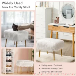 Costway Faux Fur Vanity Stool Square Furry Ottoman W/ Golden Metal Legs 18 Costway Faux Fur Vanity Stool Square Furry Ottoman W/ Golden Metal Legs -Costway GUEST 513d7419 8187 45f6 ac88 f3664403f075