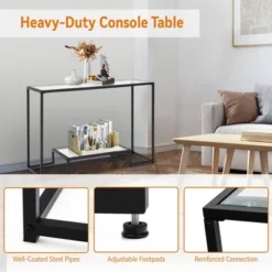 Costway Entryway Console Sofa Side Table W/Tempered Glass For Entrance Living Room -Costway GUEST 5154c894 459b 4545 a6aa de0b6eb7a1ae