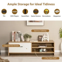 Costway Mid-Century TV Stand Media Entertainment Center Console With Drawer & Open Shelf -Costway GUEST 51589a21 75a6 440d a64b fd1aefbf6e2f