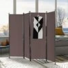 Costway 4-Panel Room Divider Folding Privacy Screen W/Steel Frame Decoration Brown