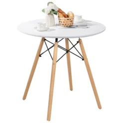 Costway Dining Table Round White Modern Dining Table 31.5'' W/Solid Wooden Leg For Kitchen -Costway GUEST 5177e517 3db4 4db5 afa5 652247cb6017