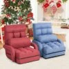Costway Folding Floor Armchair W/6-position Adjustable Back & Lumbar Pillow Red -Costway GUEST 517a5465 05fb 4f58 aa4a f0233f3d2000