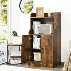 Costway Storage Cabinet Bookcase W/2 Doors And Open Shelves Display Shelf Rustic Brown 13 Costway Storage Cabinet Bookcase W/2 Doors And Open Shelves Display Shelf Rustic Brown -Costway GUEST 51a67933 810d 4600 8f68 679a9a0d8a39