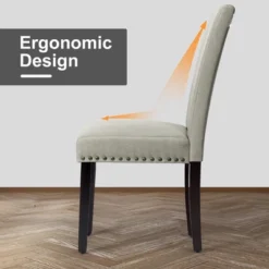Costway Set Of 2 Fabric Dining Chairs Upholstered With Nailhead Trim -Costway GUEST 51d96984 e7cf 466f be2d df0bf772e523 1