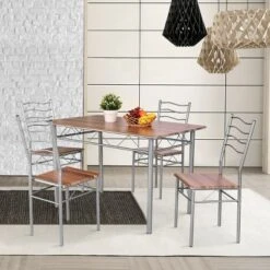 Costway 5 Piece Dining Table Set Wood Metal Kitchen Breakfast Furniture W/4 Chair Walnut 13 Costway 5 Piece Dining Table Set Wood Metal Kitchen Breakfast Furniture W/4 Chair Walnut -Costway GUEST 51f304c1 e2b6 4cf7 baad abe2eda7e471