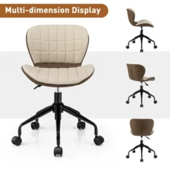 Costway Mid Back Home Office Chair Adjustable Swivel Linen & PU Leather Task Chair -Costway GUEST 5208382a edeb 4b06 9f30 3f07a8d9ce28