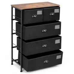 Costway 5 Drawer Dresser Fabric Storage Tower Organizer Unit Sturdy Steel Frame -Costway GUEST 521080b3 1a1f 47fb bf44 b451c201ea97