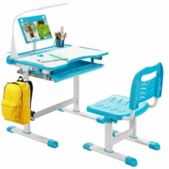 Costway Height Adjustable Kids Study Table And Chair Set W/Bookstand & Light Pink/Light Blue -Costway GUEST 5210f313 1ef2 42db 9264 fc55e2b9d3b1