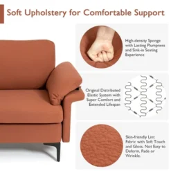 Costway Modern Fabric Accent Armchair Upholstered Single Sofa W/ Metal Legs Rust RedGreen -Costway GUEST 5237db2c cc66 4cf5 8b0a 5a48eadd47b3