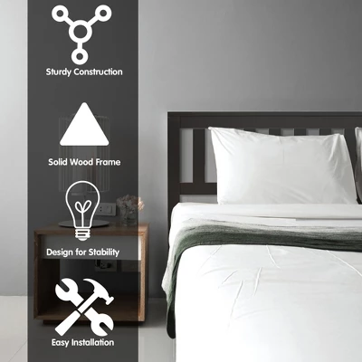 Costway Queen Wood Platform Bed With Headboard And Footboard Mattress Foundation 7 Costway Queen Wood Platform Bed With Headboard And Footboard Mattress Foundation - Image 5