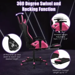 Costway Gaming Chair Massage Reclining Racing Office Computer Chair With Footrest Pink 17 Costway Gaming Chair Massage Reclining Racing Office Computer Chair With Footrest Pink -Costway GUEST 5259e086 96be 41be b8b2 743312ef5bc8
