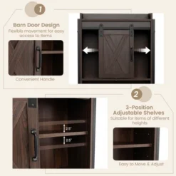 Costway Over-The-Toilet Storage Cabinet Bathroom Organizer W/ Sliding Barn Door RusticEspresso -Costway GUEST 526ab088 0d2e 4369 aae9 25386f8df26e
