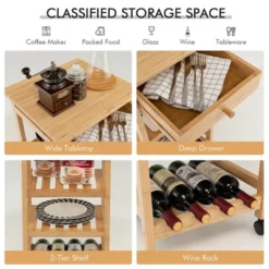Costway Rolling Kitchen Island Utility Trolley Cart W/Drawer & Wine Rack -Costway GUEST 52856a2c fc40 4bb1 8314 ee2ea9f5ea24