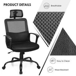 Costway Mesh Office Chair High Back Ergonomic Swivel Chair W/ Lumbar Support & Headrest -Costway GUEST 529f9d1c b651 4e40 a73e 45c1265b2f2a