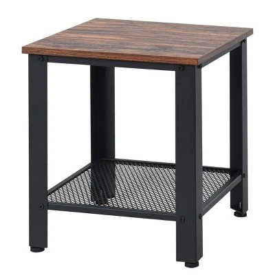 Industrial End Table 2-Tier Side Table W/Storage Shelf Rustic Sofa Table Black 10 Industrial End Table 2-Tier Side Table W/Storage Shelf Rustic Sofa Table Black - Image 8