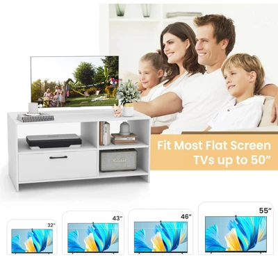 Costway Modern TV Stand TV Console Cabinet W/ 3 Open Compartments Media Console Center For TVs Up To 55 Inches 7 Costway Modern TV Stand TV Console Cabinet W/ 3 Open Compartments Media Console Center For TVs Up To 55 Inches - Image 5