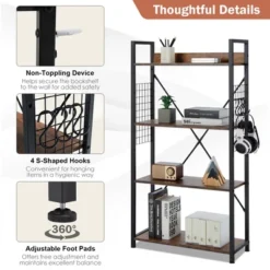 Costway 4 -Tier Industrial Bookshelf Open Storage Bookcase Display Shelf For Home Office -Costway GUEST 53a49b99 9fc2 4a04 8f7f b018601fd31d