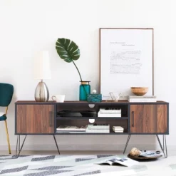 TV Stand Media Center Storage Cabinet & Shelf Hold Up To 60''TV W/ Metal Leg -Costway GUEST 53ba50b6 bd1a 452e 9166 24cc421f7b81