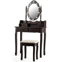Costway Makeup Vanity Dressing Table Set W/10 Dimmable Bulbs Cushioned Stool -Costway GUEST 53d3c5a3 1daa 4335 83a2 2a52433740fa