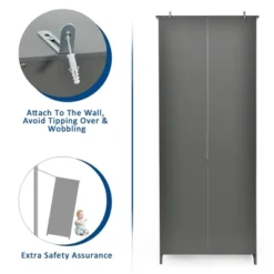 Costway Bookcase Shelving Storage Wooden Cabinet Unit Standing Bookcase W/Doors Gray -Costway GUEST 53ec7ade 2119 4c1d b9e0 856a0c9bc83f