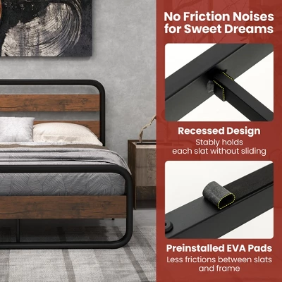 Costway Metal Bed Frame Arc Platform Headboard Footboard Mattress Foundation Black 9 Costway Metal Bed Frame Arc Platform Headboard Footboard Mattress Foundation Black - Image 7