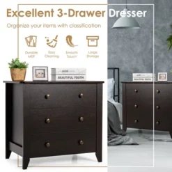 Costway 3 Drawer Dresser Chest Of Drawers Bedside Table For Living Room Bedroom -Costway GUEST 53f9678f b3c0 46df b77d 6507f3c23b7b