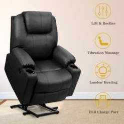 Costway Electric Recliner Chair Massage Sofa Leather W/ USB Charge Port BrownBlack -Costway GUEST 53ffb292 ffdd 4536 b8d3 77d0195e94af