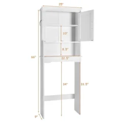 Costway Over The Toilet Storage Cabinet Bathroom Organizer W/ Adjustable Shelf