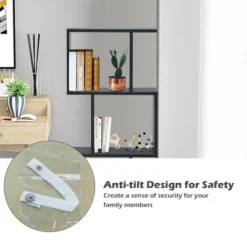 Costway 3-tier S-Shaped Bookcase Free Standing Storage Rack Wooden Display Decor Black 18 Costway 3-tier S-Shaped Bookcase Free Standing Storage Rack Wooden Display Decor Black -Costway GUEST 542fc386 2858 4736 84e7 2d13b55053db