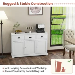 Costway 3 Drawers Sideboard Buffet Cabinet Console Table Kitchen Storage Cupboard White -Costway GUEST 5459aa48 c58d 42b1 84a8 4a5787073b31