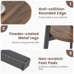 Costway 2PCS 2-Tier Bedside End Table Round Nightstand For Bedroom Living Room Brown/Walnut -Costway GUEST 546eb9e4 c7ae 479c 86fc 2c0ac83eddb5