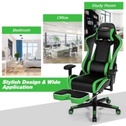 Costway High Back Gaming Chair Adjustable Office Computer Task Chair W/Footrest Green -Costway GUEST 54a4a8f1 541a 490a 94d2 58dbdd493c78
