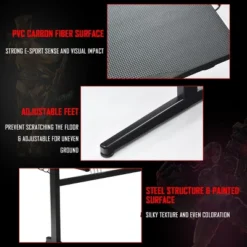 Costway Gaming Computer Desk Carbon Fiber Surface W/Mousepad Cup Holder Headphone Hook -Costway GUEST 54aa7457 9995 43b6 8151 3b2399143398