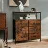 Costway 6-Drawer Dresser 2-Tier Fabric Storage Tower W/wooden Top Chest Organizer Unit -Costway GUEST 54b27c1c 9f04 407a a4b3 60fd9ab76288
