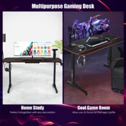 Costway 55'' Gaming Desk T-Shaped Computer Desk W/Full Desk Mouse Pad&Gaming Handle Rack -Costway GUEST 54f296ec f3b1 4f49 b1ea 2e69f5b6786c