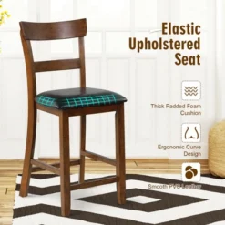 Costway Set Of 4 Barstools Counter Height Chairs W/Leather Seat & Rubber Wood Legs -Costway GUEST 54f5ba00 af59 4ad1 8bd2 296427fe9fcb